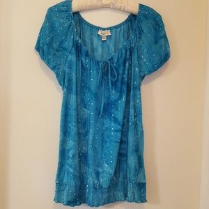 DRESSBARN keyhole Top with elastic comfort waist